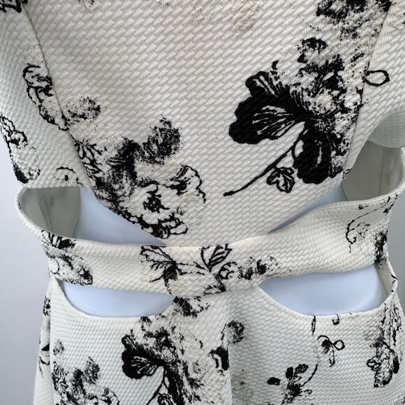 Foreign Exchange Short Dress Black/White Floral WMNS S Cut Outs Tank Stretchy - Picture 5 of 8